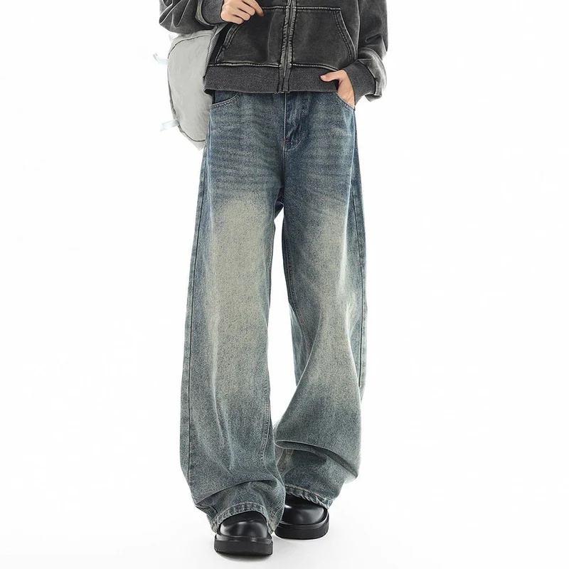 Damen Hochtaillierte Weite Jeans Drune