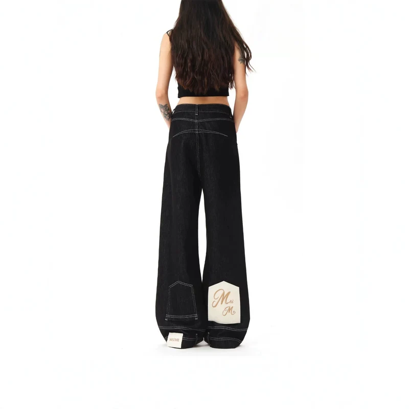 Damen Hochtaillierte Jeans mit weitem Bein Drune
