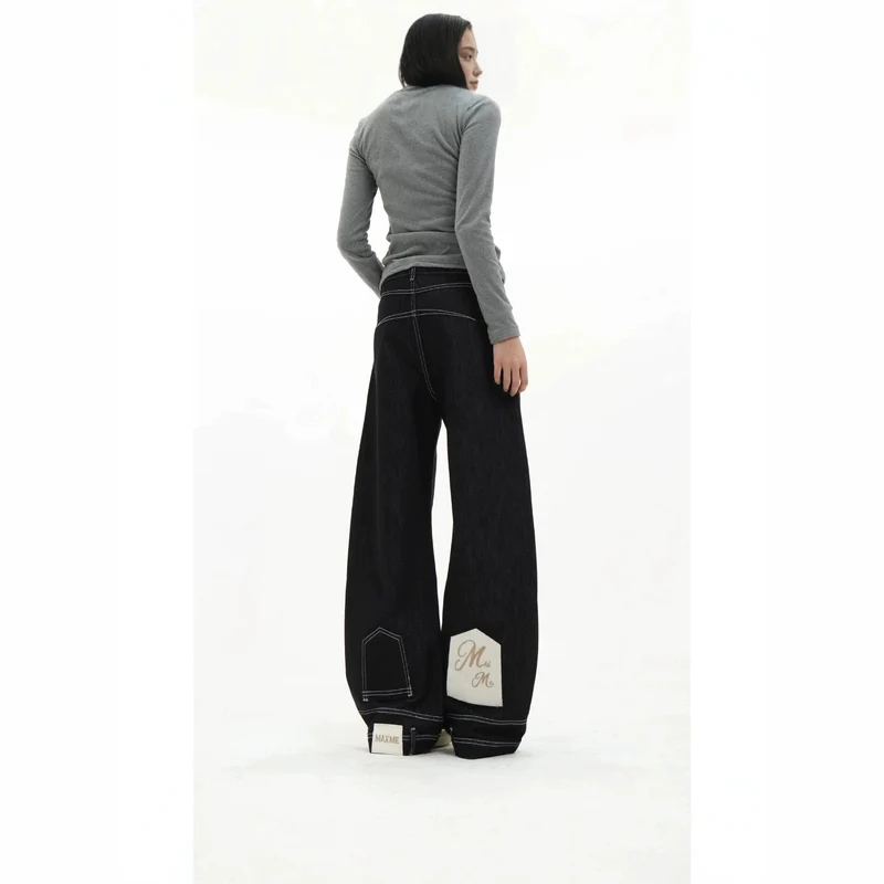 Damen Hochtaillierte Jeans mit weitem Bein Drune