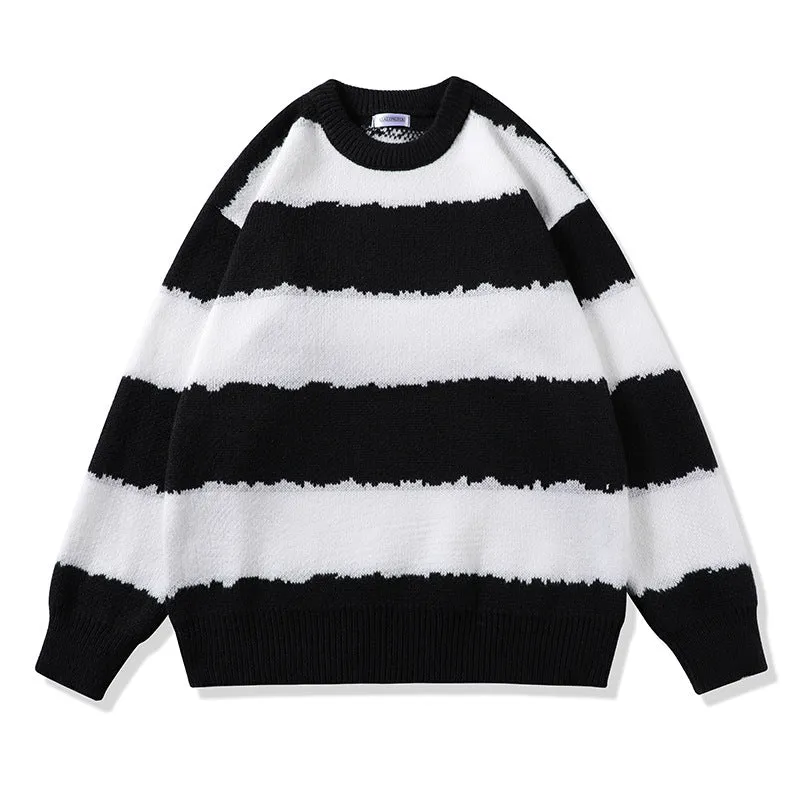 Damen Gemütlicher gestreifter Pullover Drune