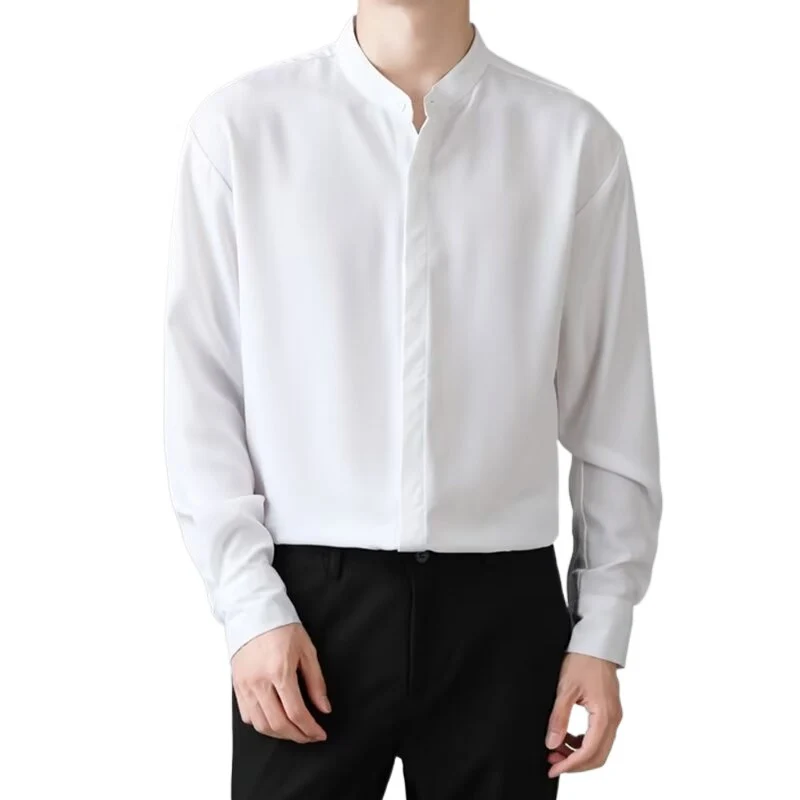 Herren Elegantes Stehkragenhemd Drune