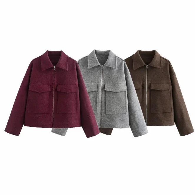 Damen lässige Steppjacke mit großen aufgesetzten Taschen und modernem Schnitt Drune