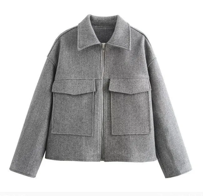 Damen lässige Steppjacke mit großen aufgesetzten Taschen und modernem Schnitt Drune