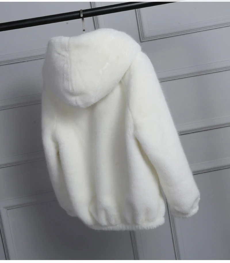 Damen Plüschjacke mit Kapuze und hochwertiger Fleece-Oberfläche Drune