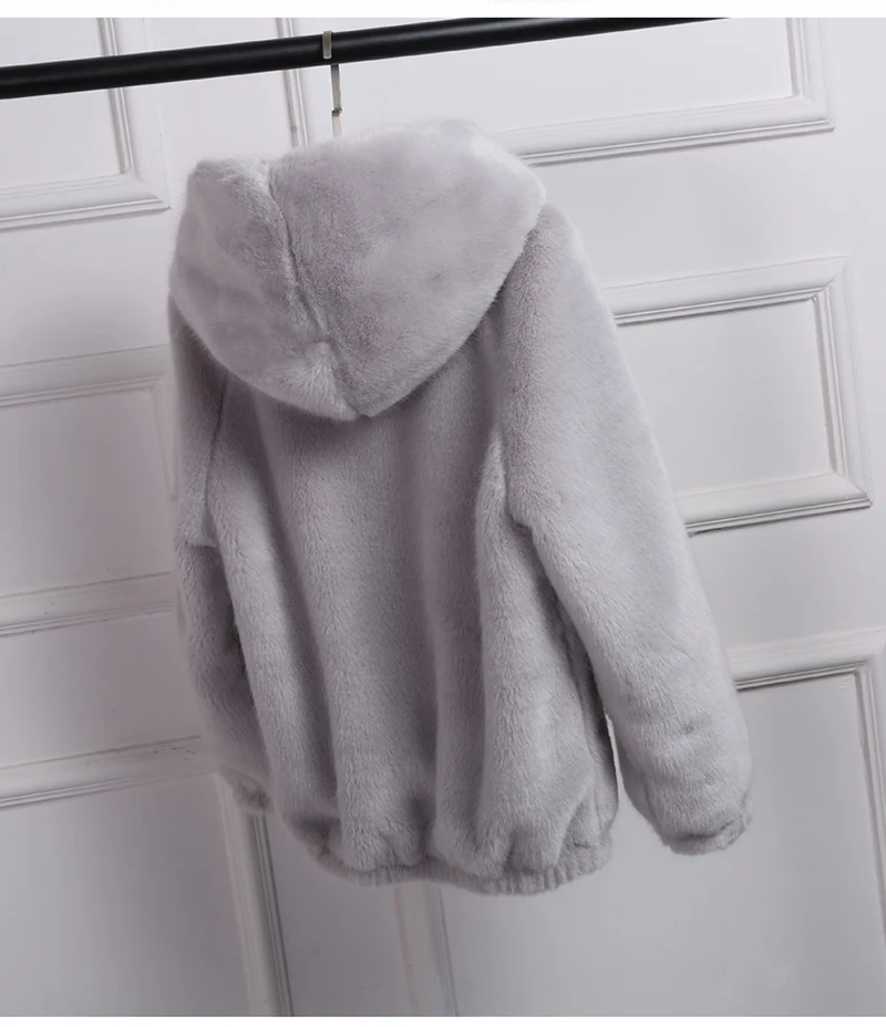 Damen Plüschjacke mit Kapuze und hochwertiger Fleece-Oberfläche Drune