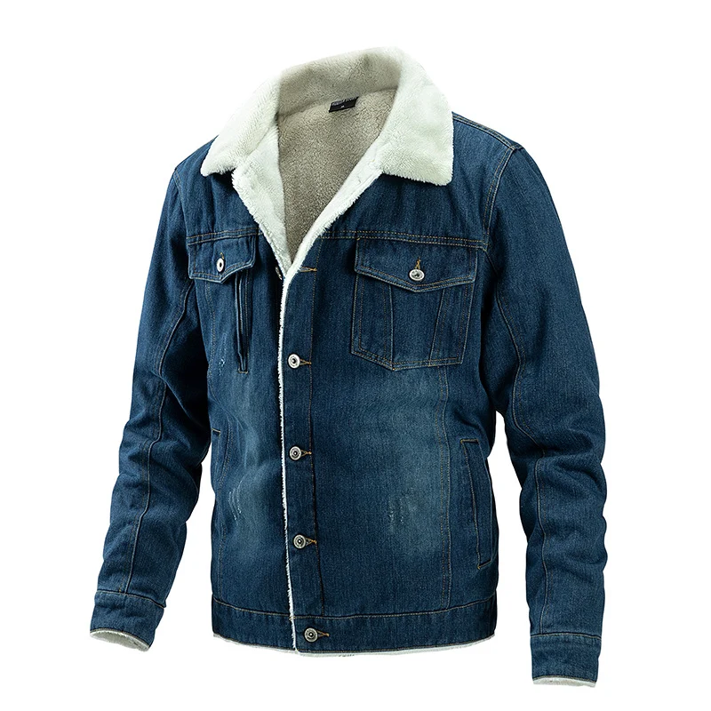 Herren Jeansjacke mit Teddyfutter und Hemdkragen Drune