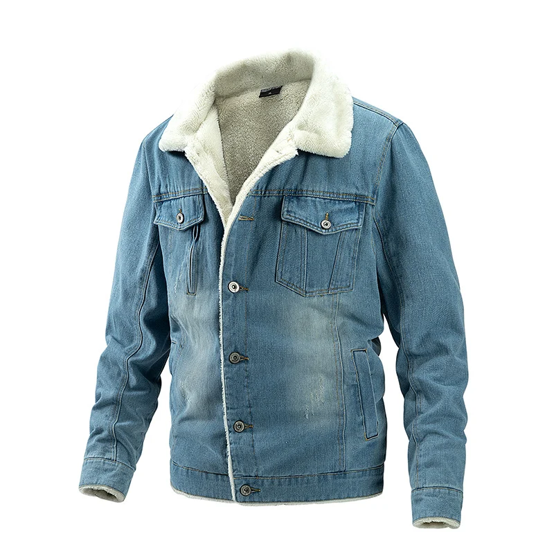Herren Jeansjacke mit Teddyfutter und Hemdkragen Drune