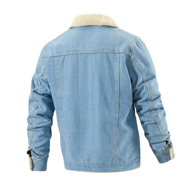 Herren Jeansjacke mit Teddyfutter, Sherpa‑Innenfutter und Used‑Look Drune