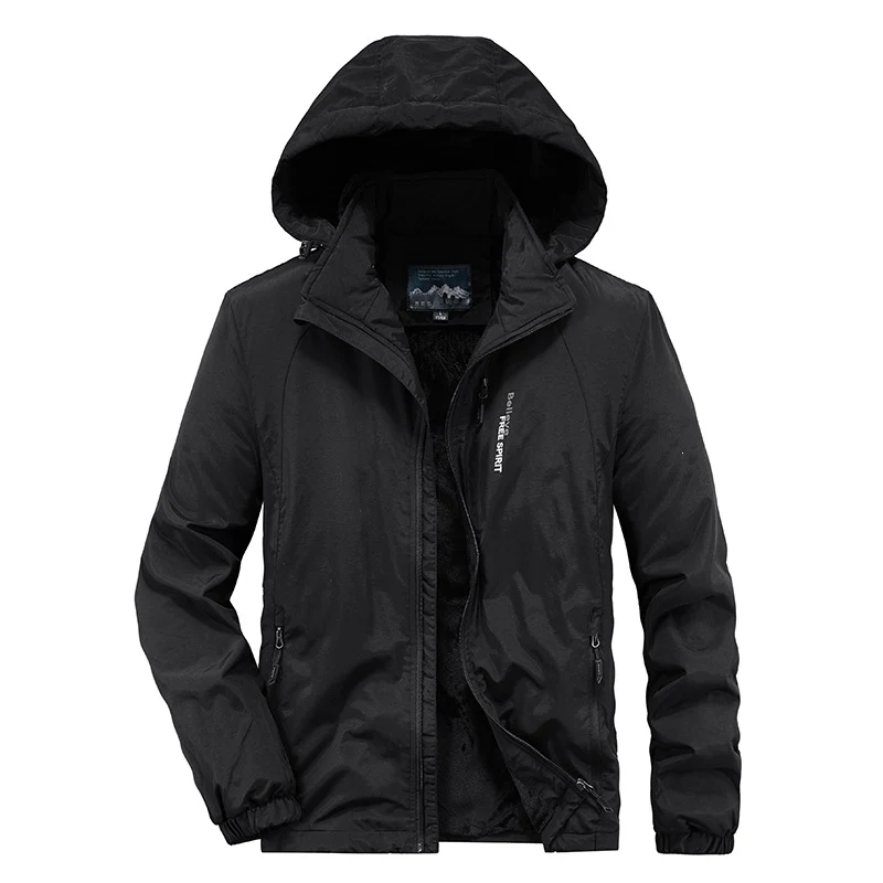 Herren Isolierte Outdoor-Übergangsjacke mit wärmendem Teddyfutter und Kapuze Drune