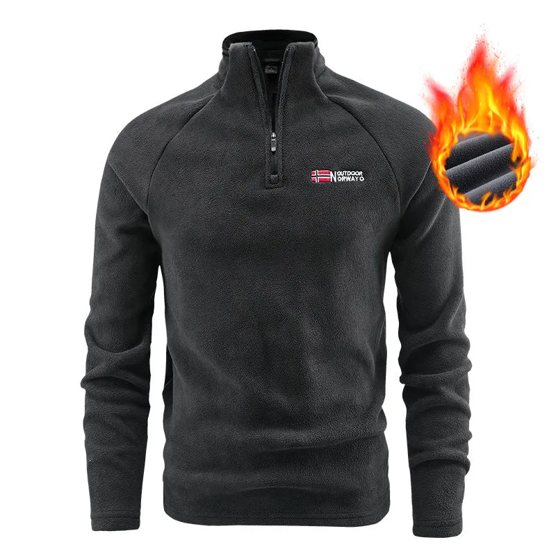 Herren Isolier-Fleece-Halbzip mit hohem Stehkragen, Raglanärmeln & Micro-Teddystruktur Drune