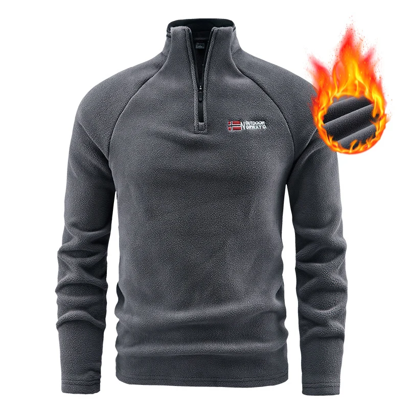 Herren Isolier-Fleece-Halbzip mit hohem Stehkragen, Raglanärmeln & Micro-Teddystruktur Drune