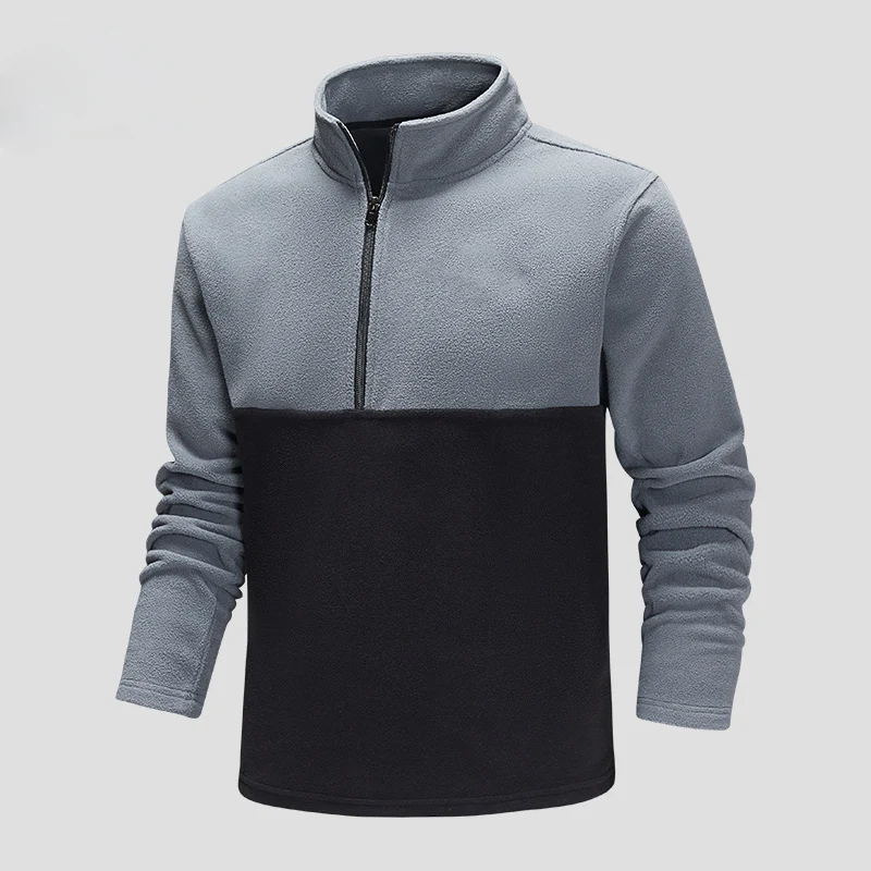 Herren Halbzip-Fleecepullover mit Stehkragen, Colorblock-Design & atmungsaktiver Mikrofleece-Qualität Drune