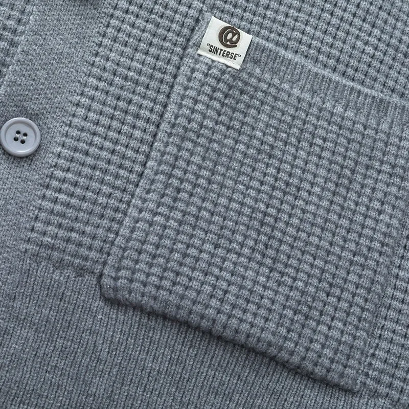 Herren Grobstrukturierte Hemdjacke-Strickcardigan mit Waffelstruktur, Hemdkragen & aufgesetzten Taschen Drune