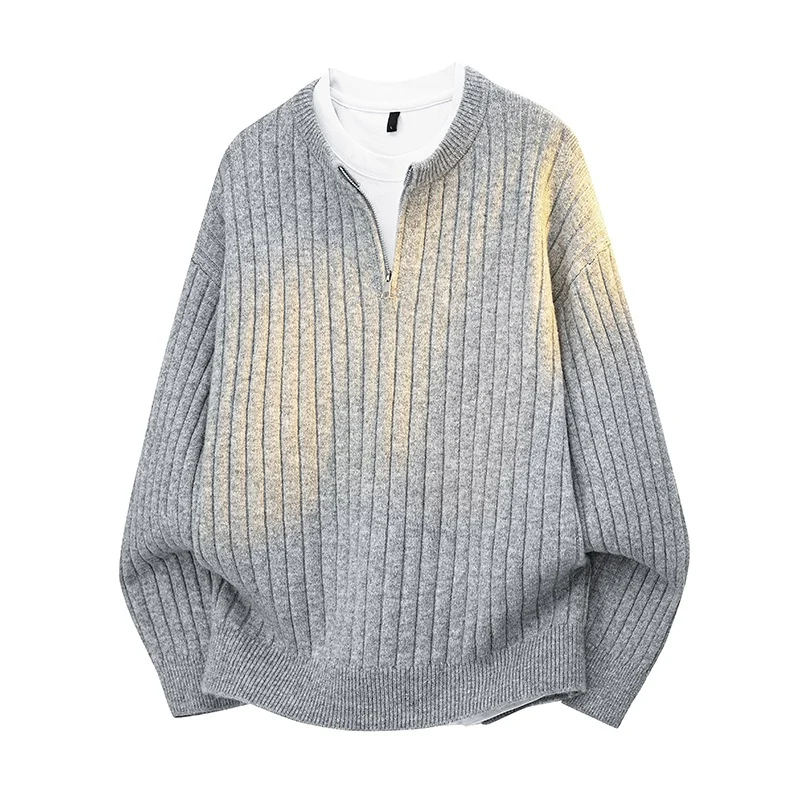 Herren Grobstruktur-Halbzip-Strickpullover mit Rippenstruktur Drune
