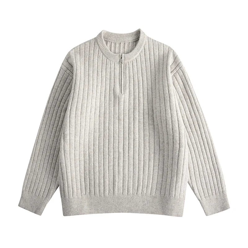 Herren Grobstruktur-Halbzip-Strickpullover mit Rippenstruktur Drune