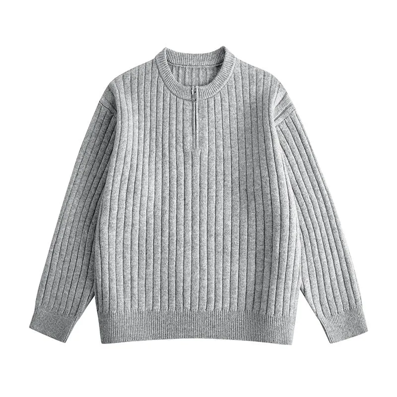 Herren Grobstruktur-Halbzip-Strickpullover mit Rippenstruktur Drune