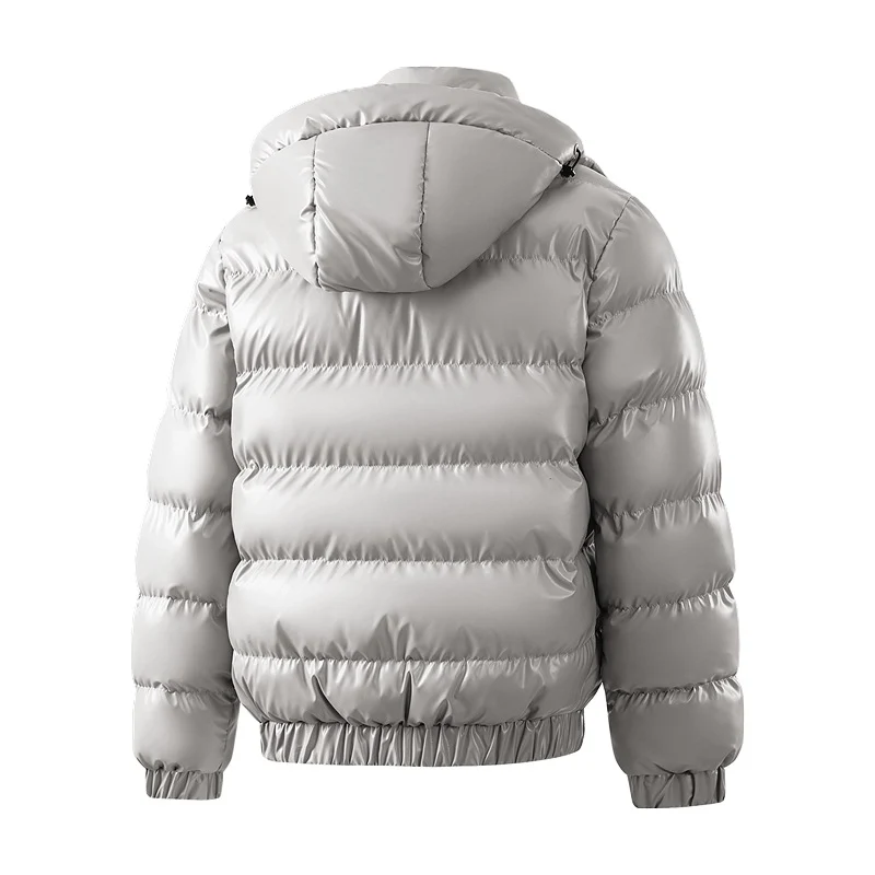 Herren Glänzende wattierte Pufferjacke mit Kapuze, wasserabweisender Hülle & Stehkragen Drune