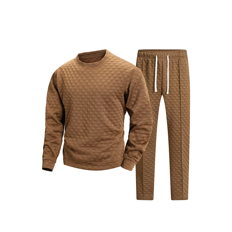 Herren Gepolstertes Lounge-Set aus strukturierter Steppware mit Rundhals-Sweatshirt & elastischer Jogginghose Drune