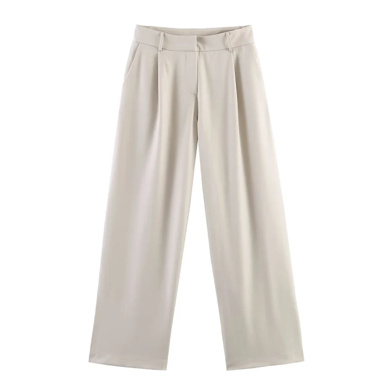 Damen Zweiteiliges Business-Anzug-Set mit kastigem Zweiknopf-Blazer und weiter hochgeschnittener Hose Drune