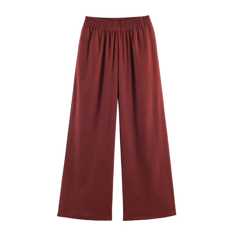 Damen Zweiteiliges Anzug-Set Wickelblazer mit Bindegürtel und Palazzo-Hose Drune