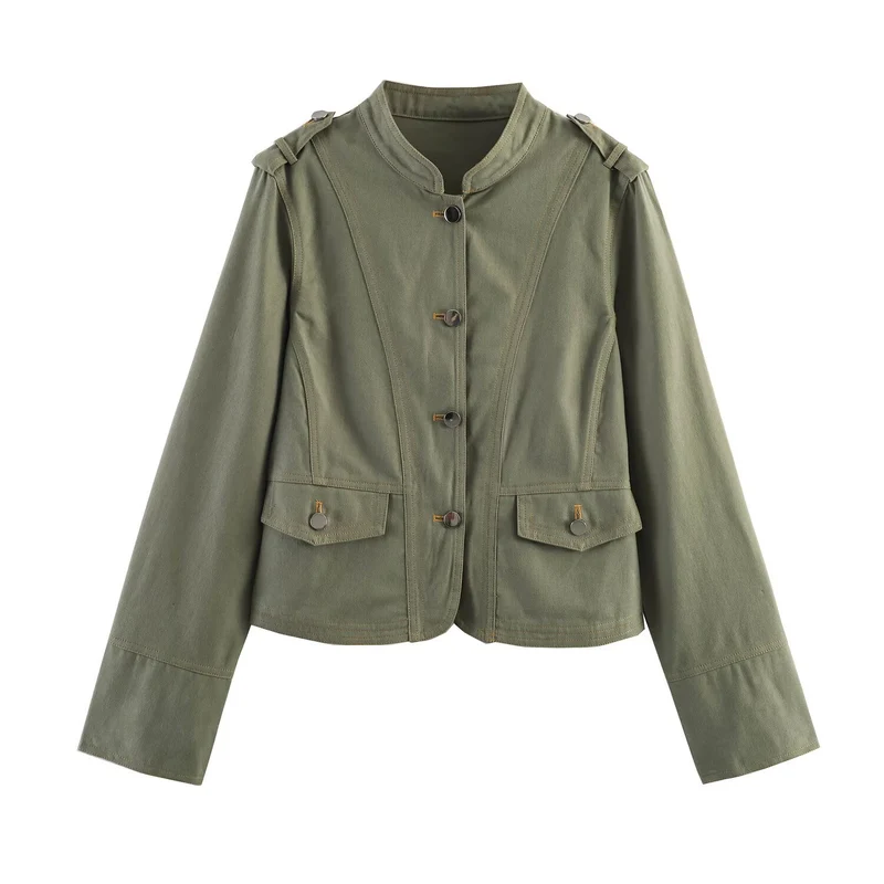 Damen Utility-Fieldjacke mit Stehkragen, Schulterpatten und Pattentaschen Drune