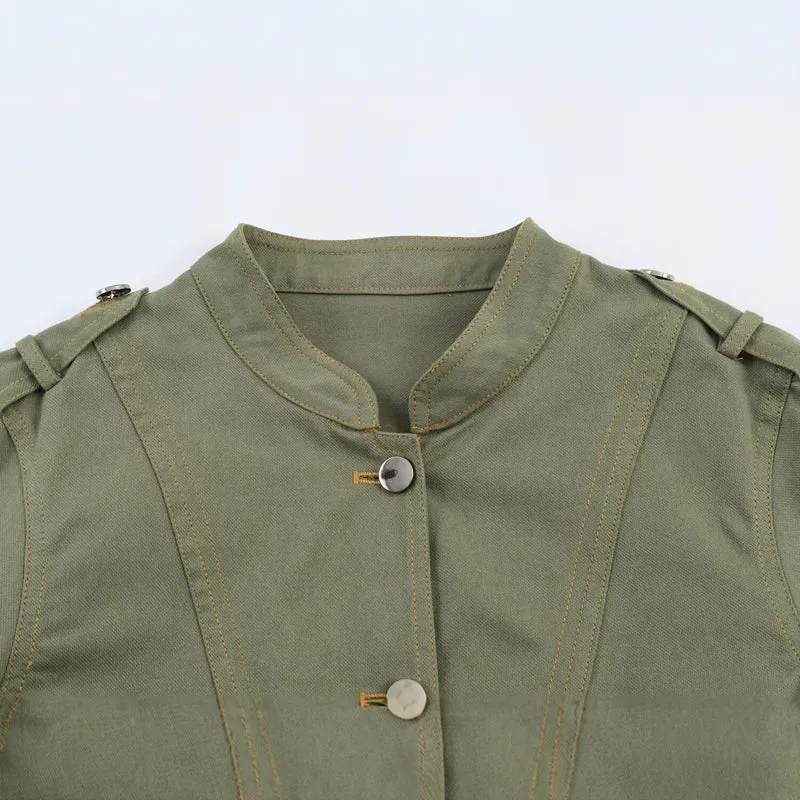 Damen Utility-Fieldjacke mit Stehkragen, Schulterpatten und Pattentaschen Drune