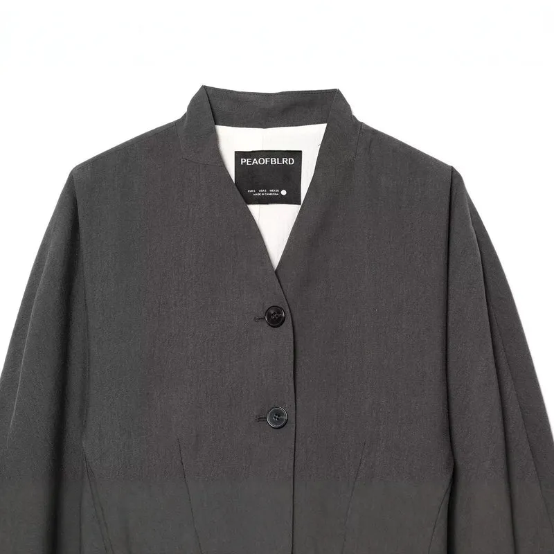 Damen Taillierter Kurzblazer mit Stehkragen, V‑Ausschnitt und Drei-Knopf-Detail Drune