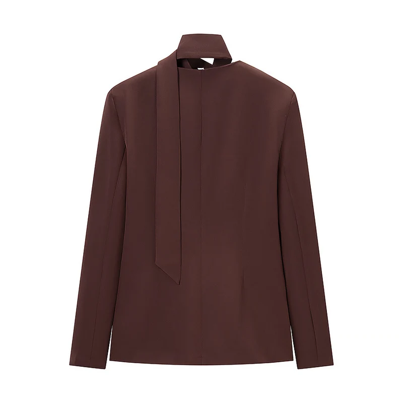 Damen Taillierter Kurzblazer mit Schluppe, V-Ausschnitt und Pattentaschen Drune