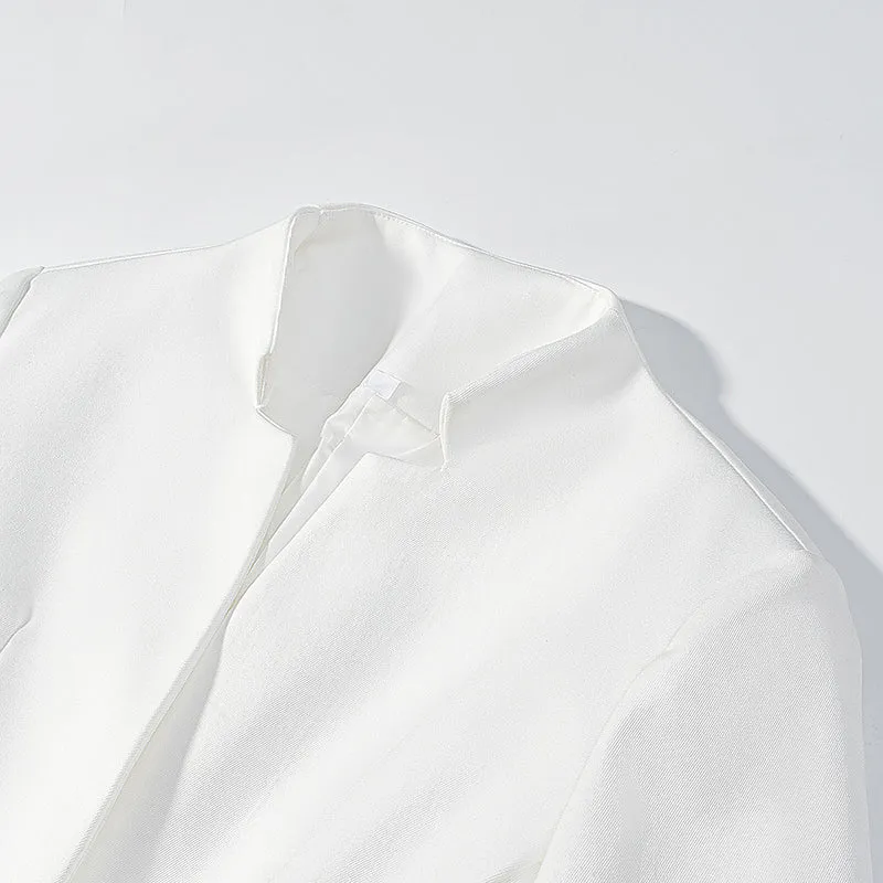 Damen Taillierte Kurzjacke mit Stehkragen und floraler Stickerei Drune
