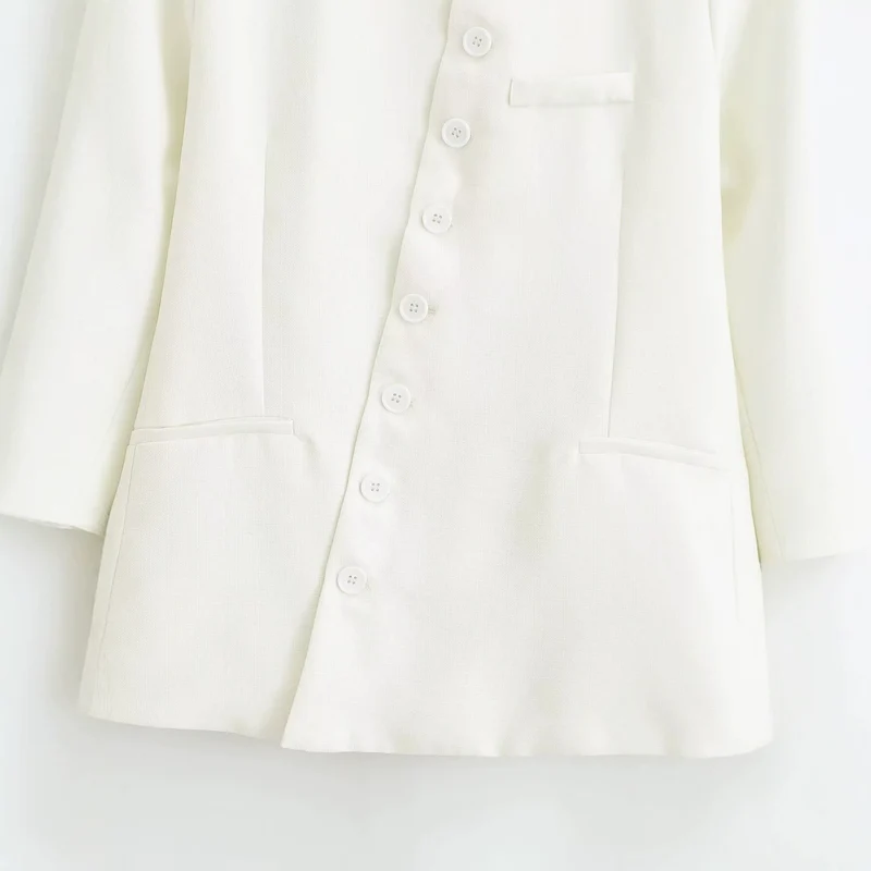 Damen Taillierte Blazer‑Jacke mit Stehkragen, asymmetrischer Knopfleiste und Eingrifftaschen Drune