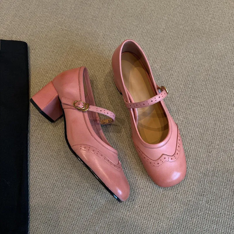 Damen elegante Mary Janes mit modischem Riemen und hochwertiger Ledersohle Drune