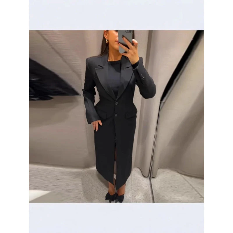 Damen Eleganter Longblazer mit schmaler Silhouette und klassischen Details Drune