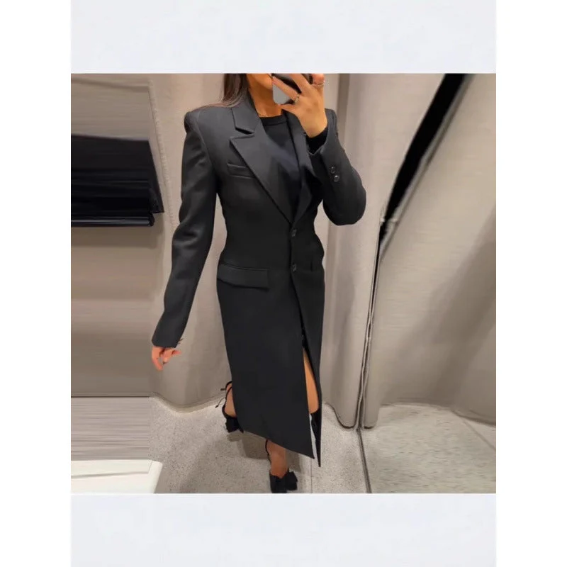 Damen Eleganter Longblazer mit schmaler Silhouette und klassischen Details Drune