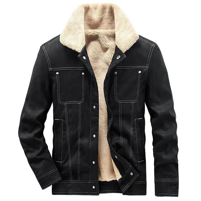 Herren Wildlederoptik Truckerjacke mit Teddyfutter Drune