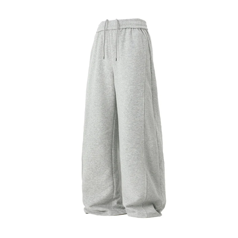 Damen Extraweite Sweatpalazzo-Hose aus French-Terry mit Tunnelzug und Seitenrippe Drune