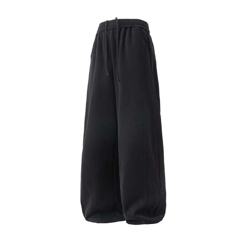 Damen Extraweite Sweatpalazzo-Hose aus French-Terry mit Tunnelzug und Seitenrippe Drune