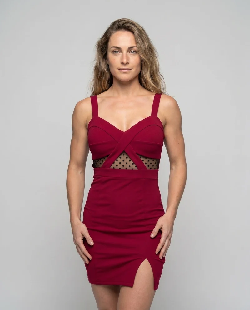 Damen Figurbetontes Minikleid mit raffiniertem Spitzen-Detail
