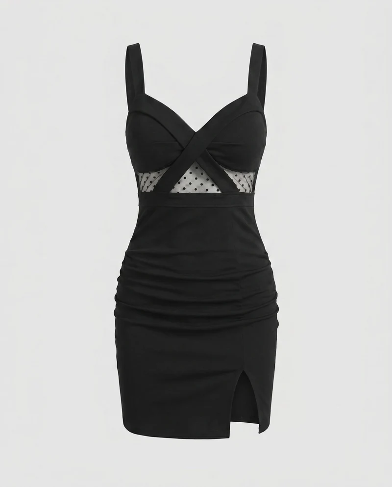 Damen Figurbetontes Minikleid mit raffiniertem Spitzen-Detail