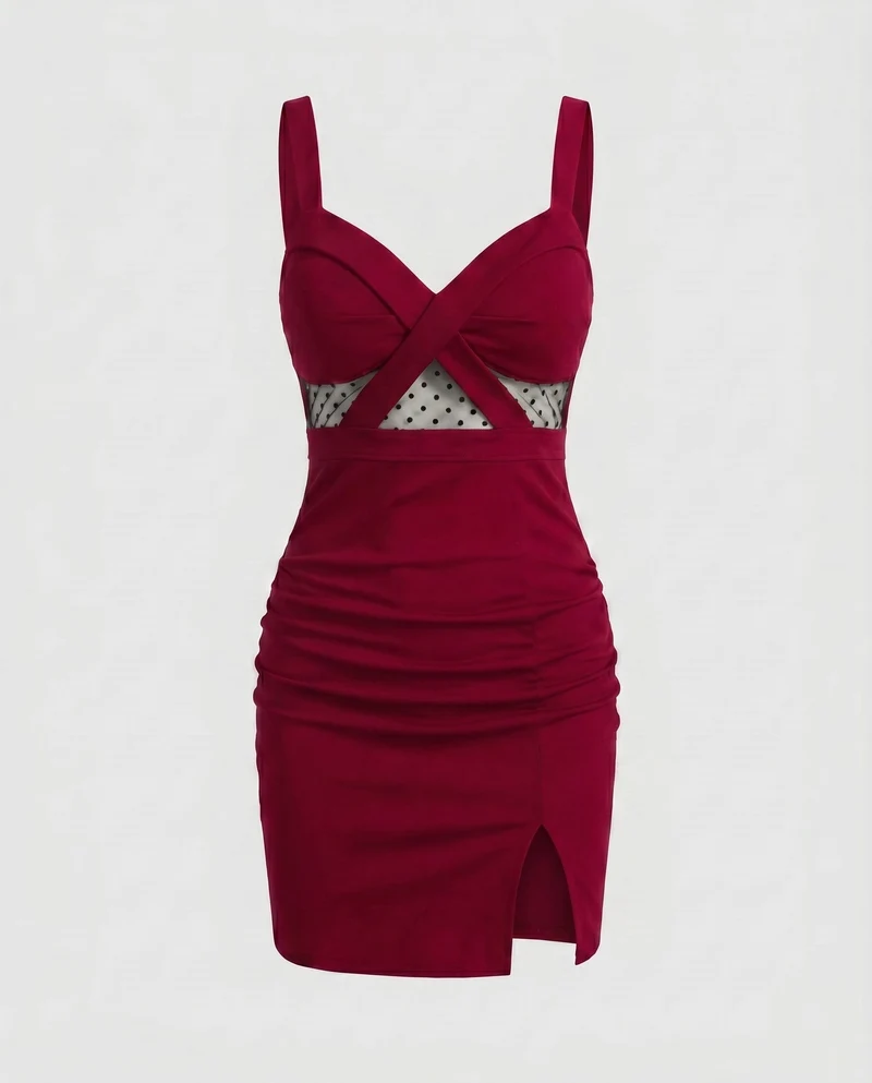 Damen Figurbetontes Minikleid mit raffiniertem Spitzen-Detail