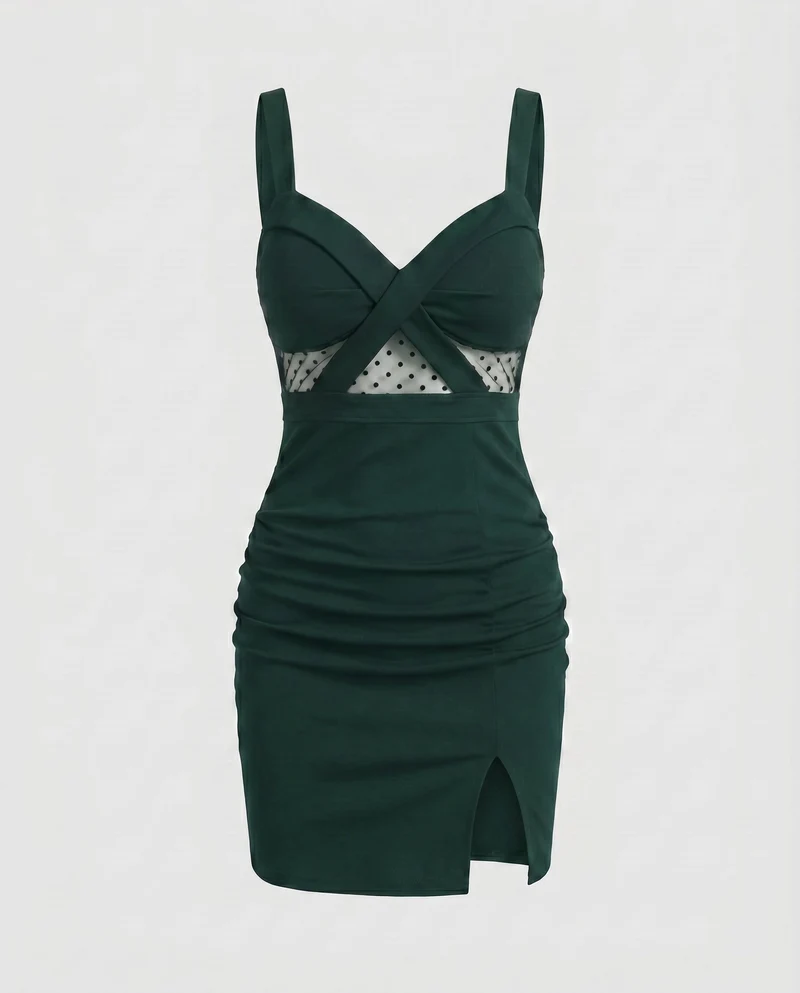 Damen Figurbetontes Minikleid mit raffiniertem Spitzen-Detail