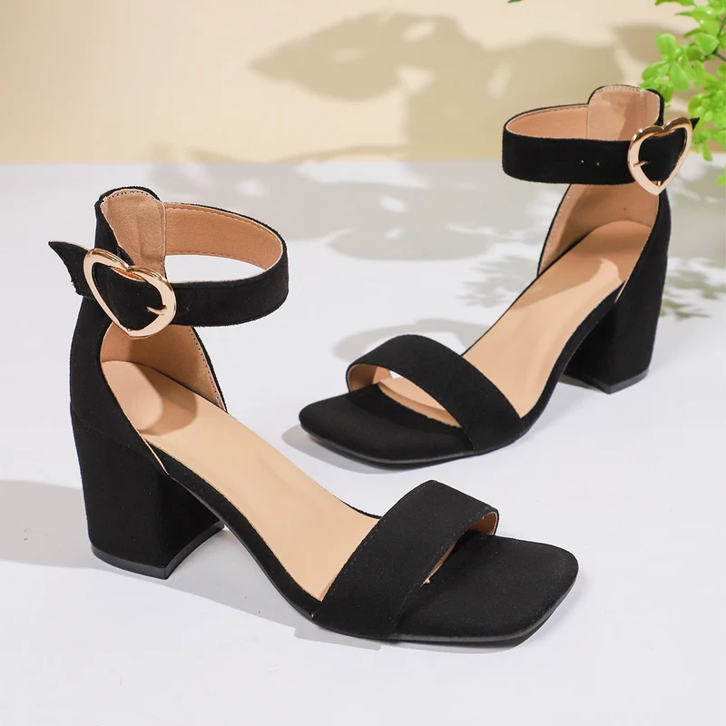 Damen Elegante Blockabsatz Sandalen mit verstellbarem Riemchen Drune