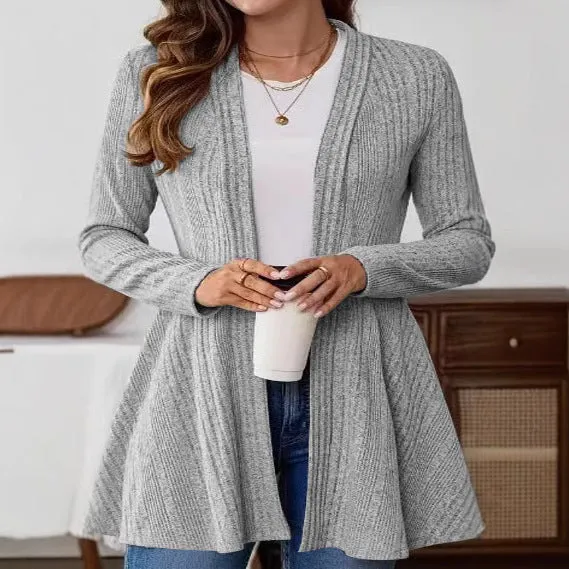 Damen Strickjacke mit langem Schnitt und offenem Design Drune