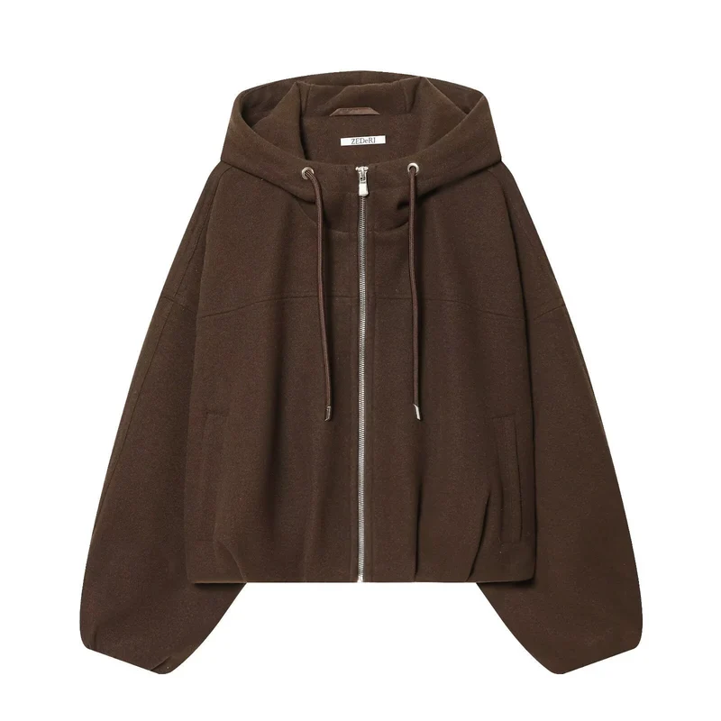Damen Lässige Baumwolljacke mit Kapuze