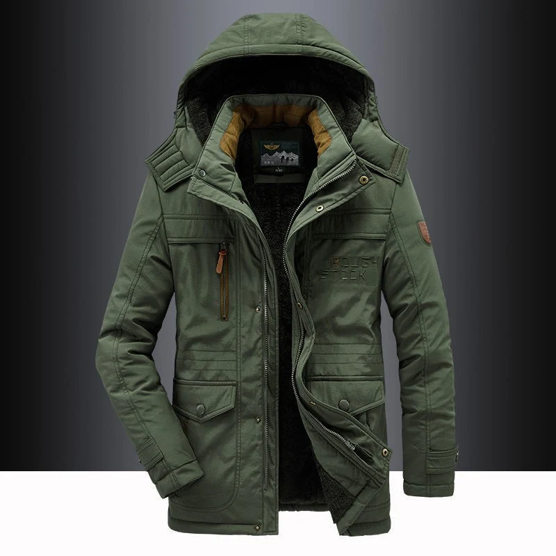 Herren nan gefütterte Parka Jacke mit abnehmbarer Kapuze, kuscheligem Teddyfutter und wasserabweisender Außenhülle Drune