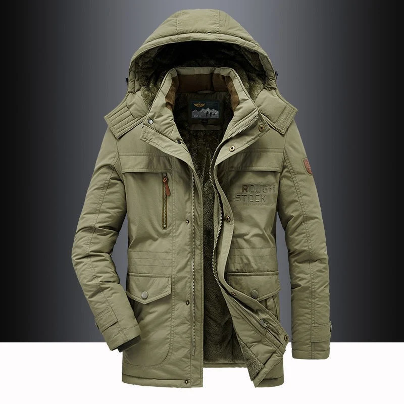 Herren nan gefütterte Parka Jacke mit abnehmbarer Kapuze, kuscheligem Teddyfutter und wasserabweisender Außenhülle Drune