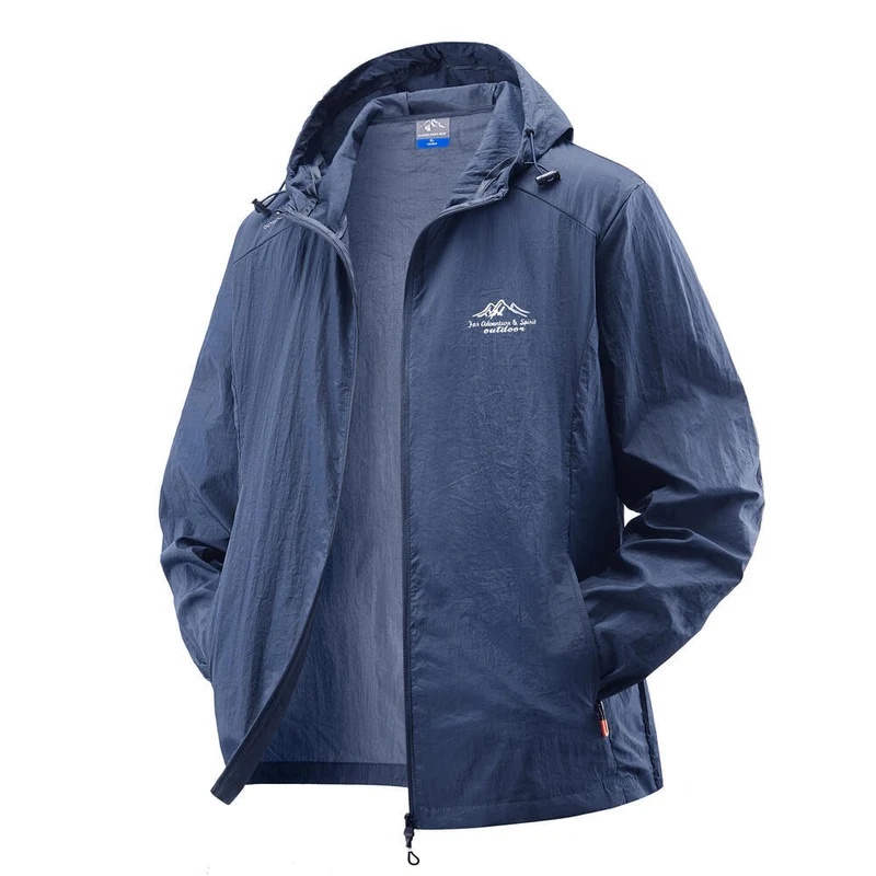 Herren Leichte Windbreaker-Jacke mit verstellbarer Kapuze