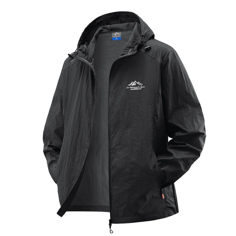 Herren Leichte Windbreaker-Jacke mit verstellbarer Kapuze