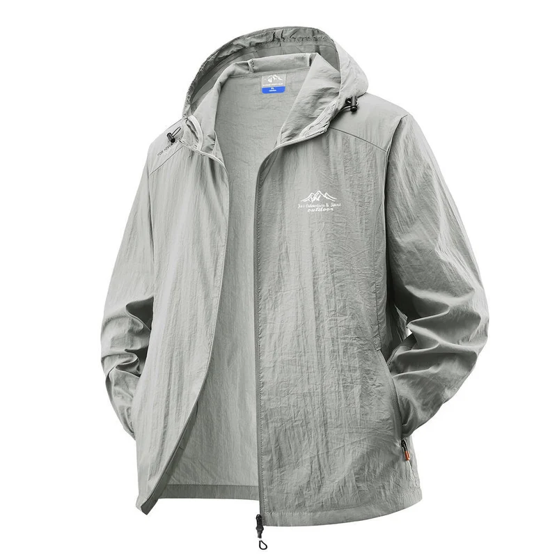 Herren Leichte Windbreaker-Jacke mit verstellbarer Kapuze