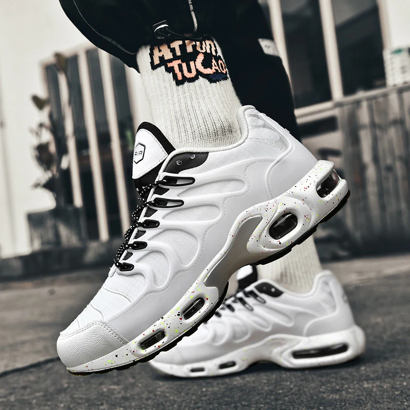 Herren futuristische Dämpfungs-Sneaker mit sichtbarer Luftkammer und strukturiertem Mesh-Overlay Drune