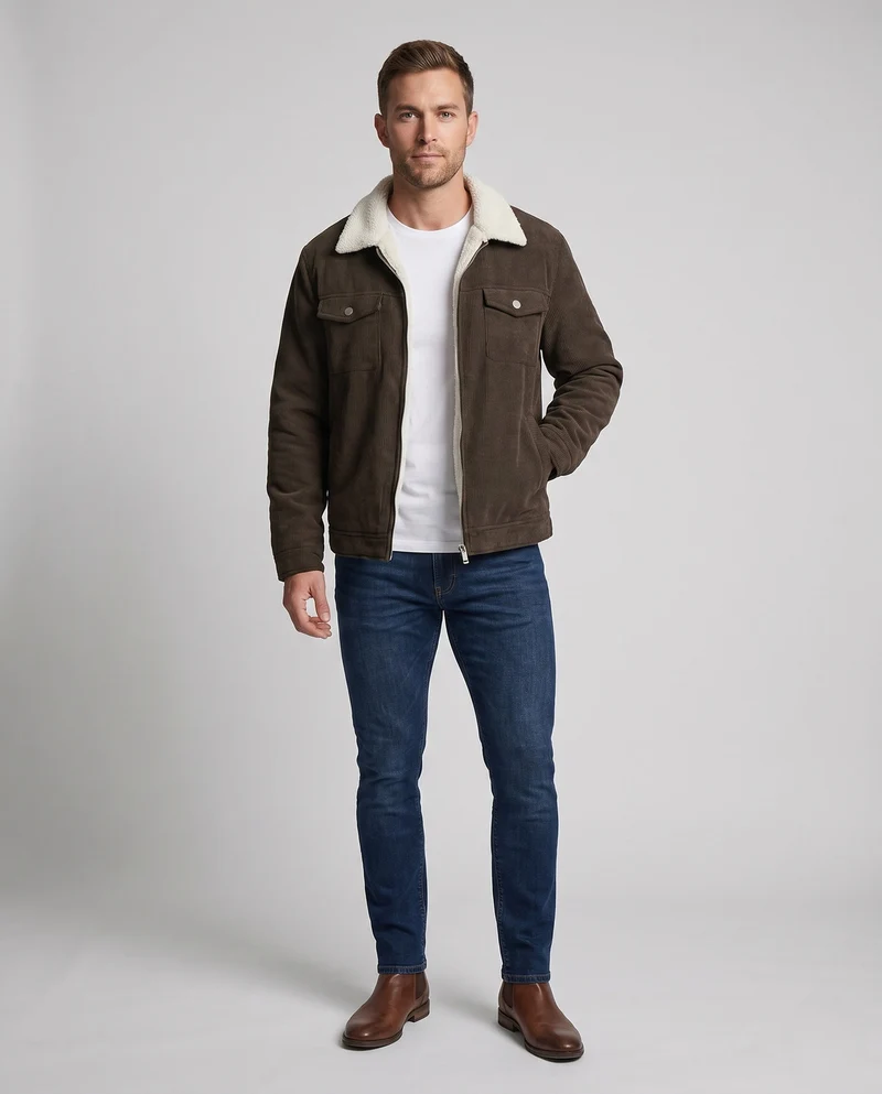 Herren Freizeit Cordjacke mit Fleece-Futter Drune